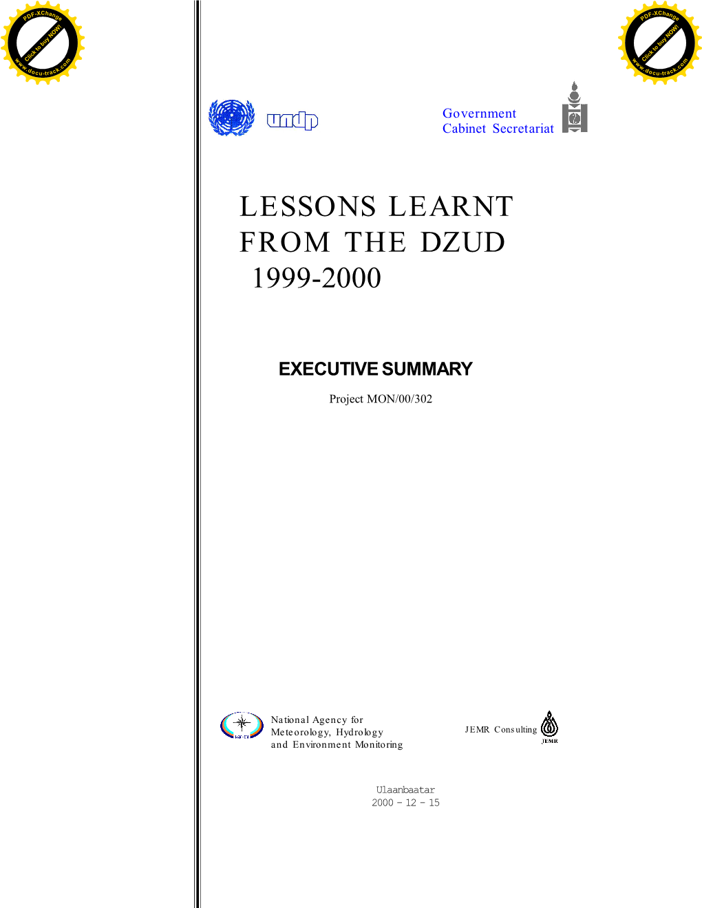 Lessons Learnt from the Dzud 1999-2000