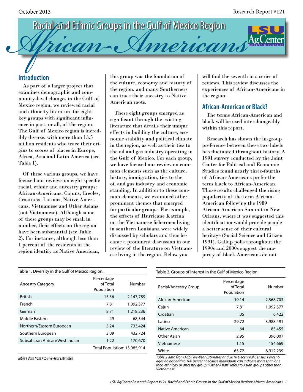 Racial and Ethnic Groups in the Gulf of Mexico Region