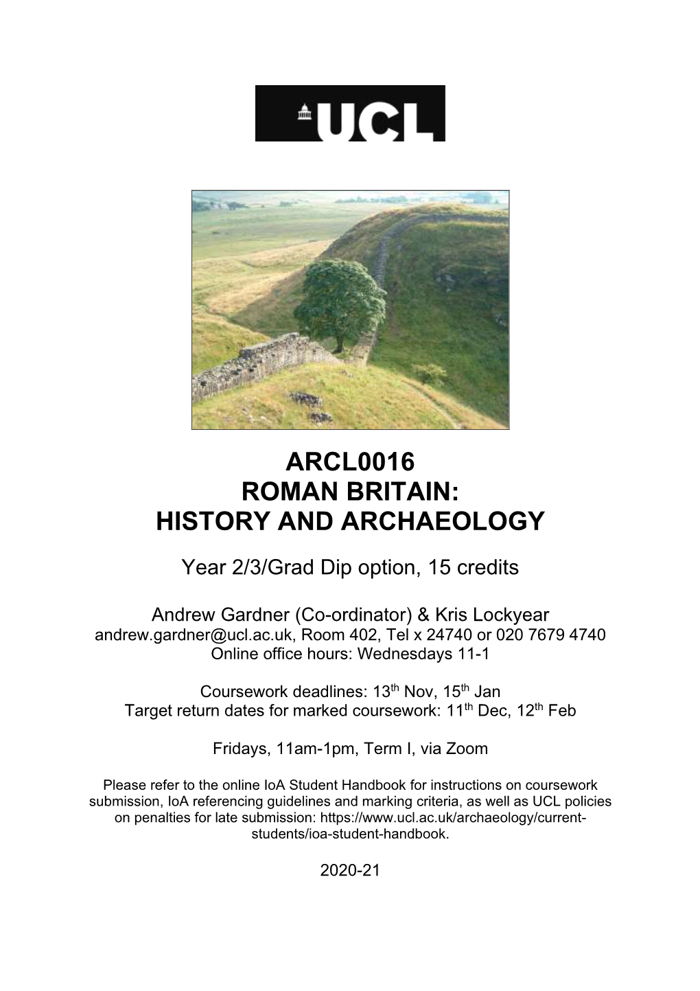 Arcl0016 Roman Britain: History and Archaeology