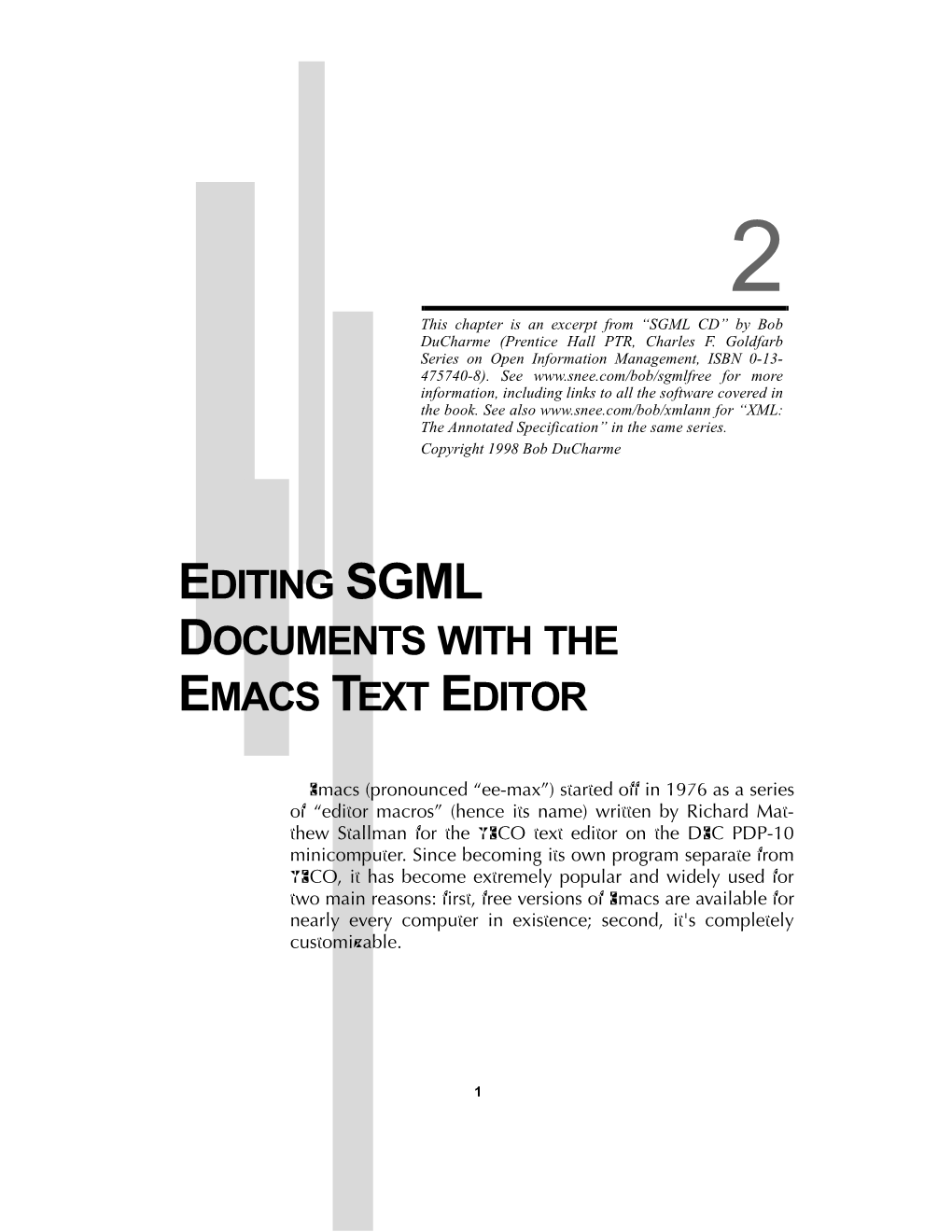 Editing Sgml Documents with the Emacs Text Editor