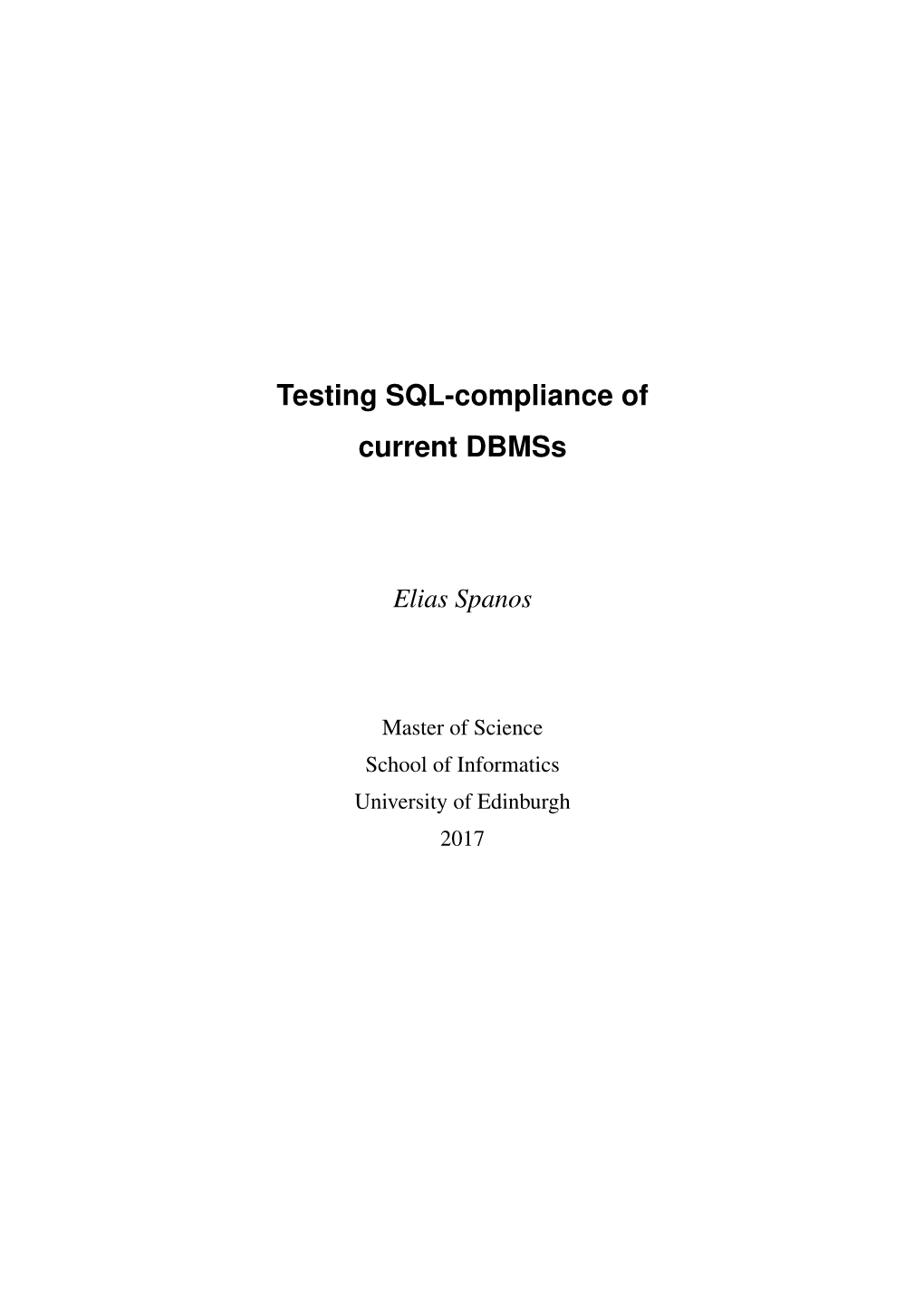 Testing SQL-Compliance of Current Dbmss