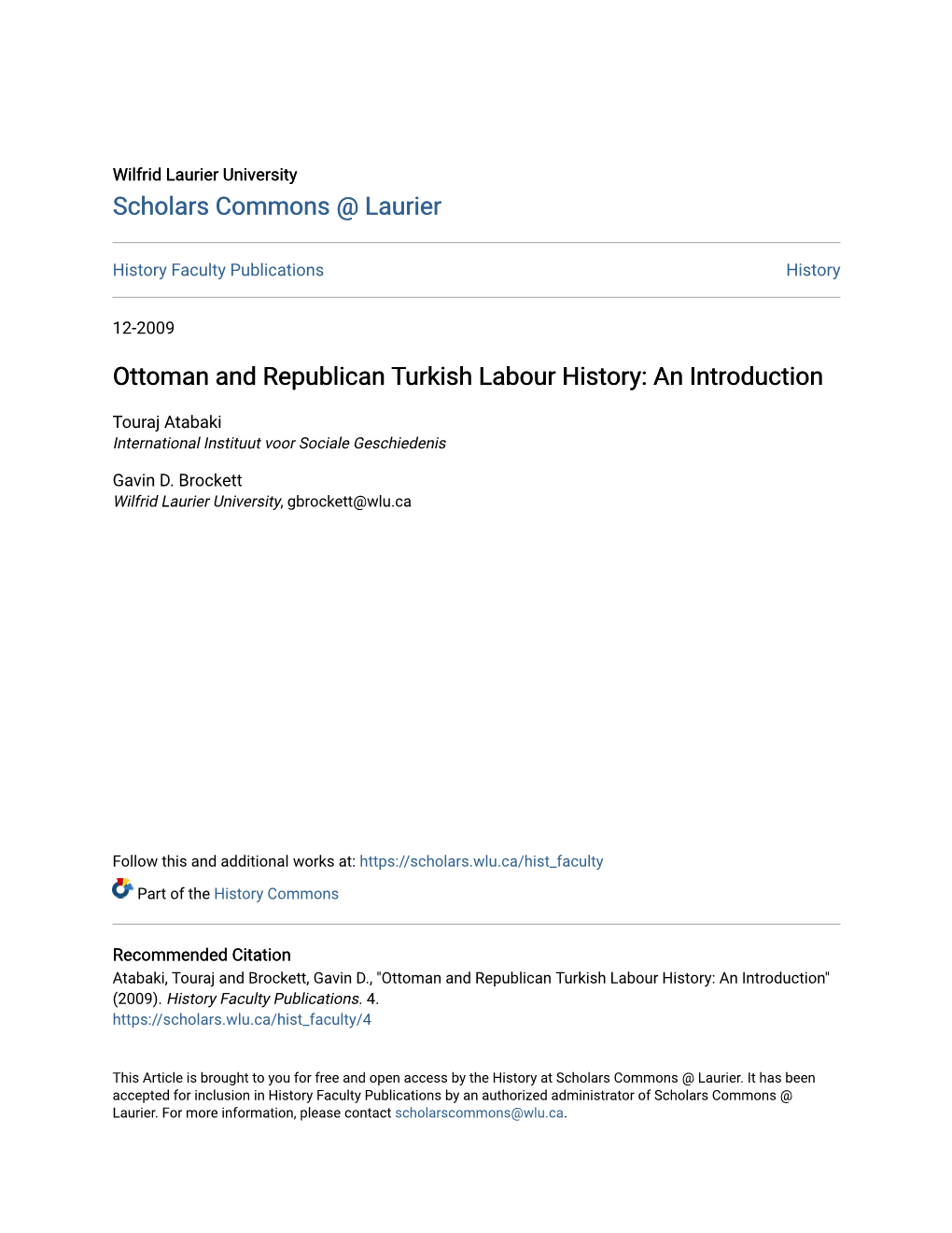 Ottoman and Republican Turkish Labour History: an Introduction