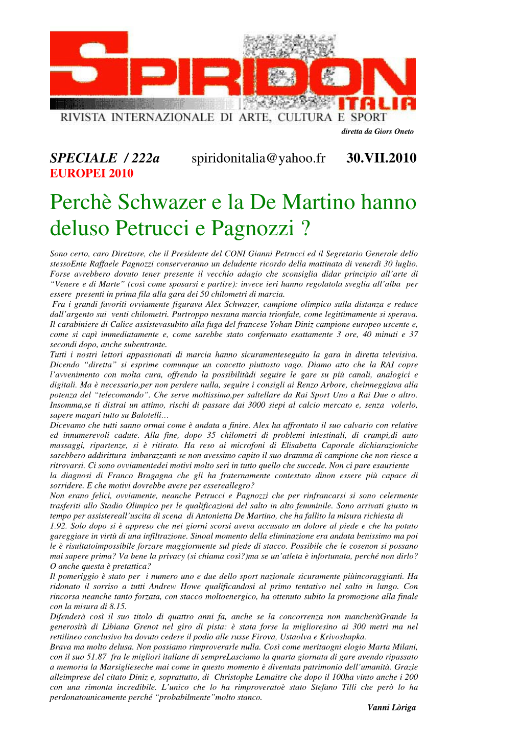 Perchè Schwazer E La De Martino Hanno Deluso Petrucci E Pagnozzi ?