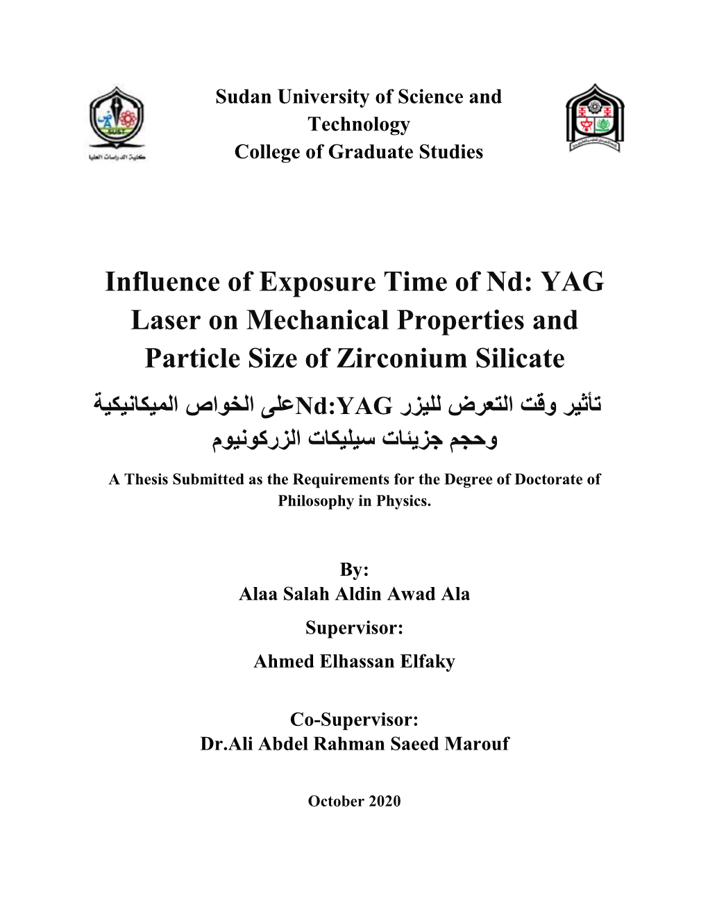 Influence of Exposure Time of Nd: YAG Laser on Mechanical