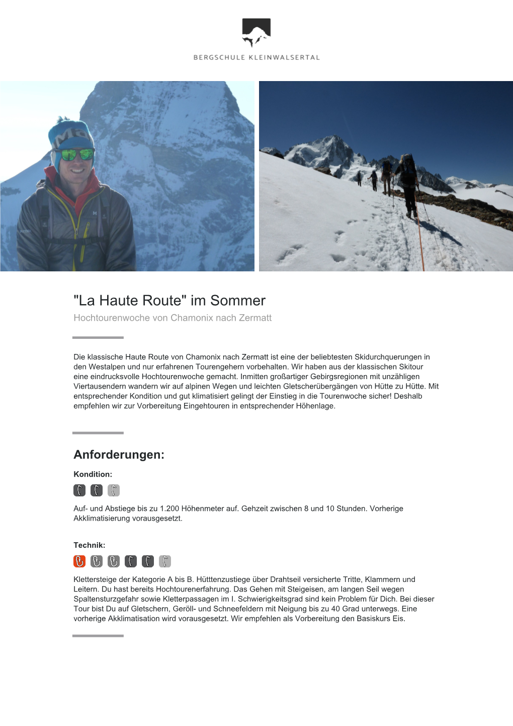 "La Haute Route" Im Sommer Hochtourenwoche Von Chamonix Nach Zermatt