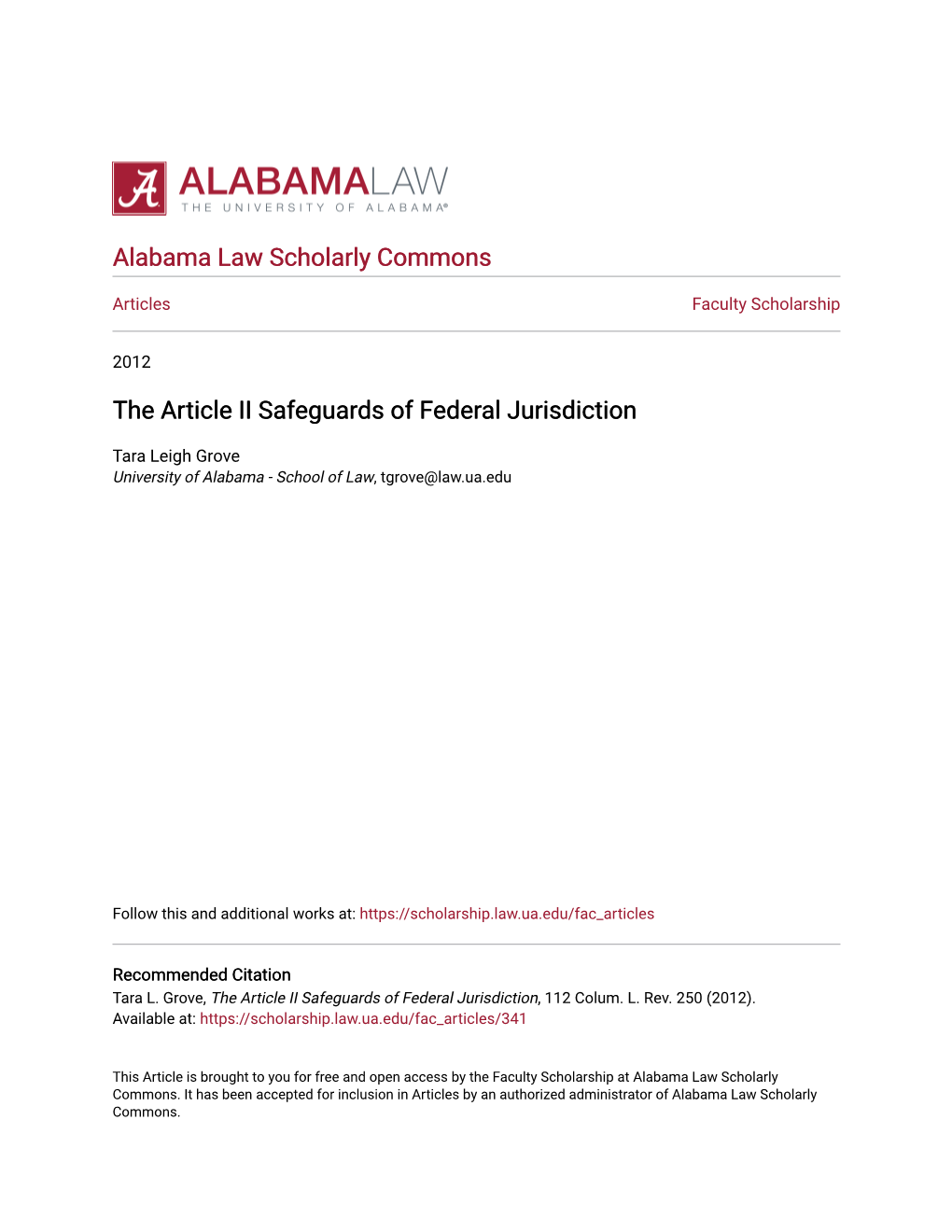 The Article II Safeguards of Federal Jurisdiction