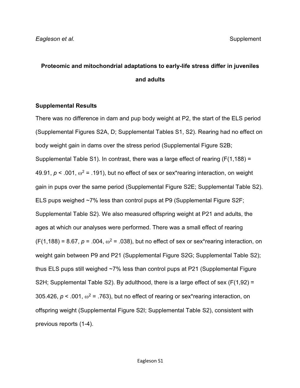 Eagleson Et Al. Supplement Proteomic and Mitochondrial