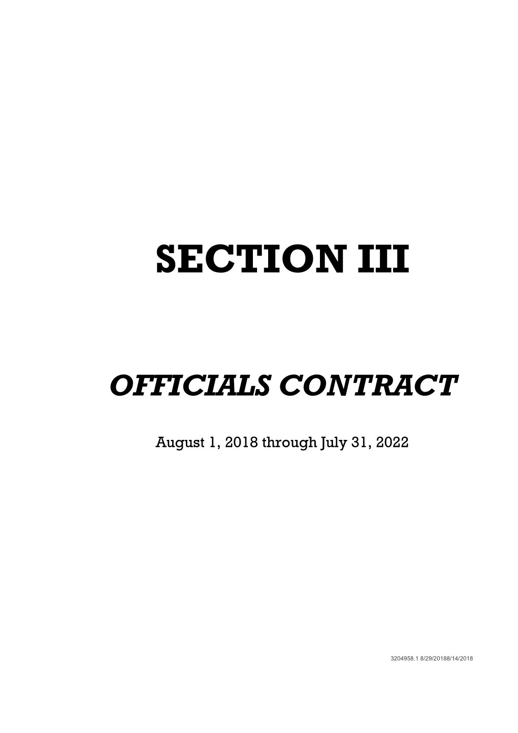 Section Iii Officials Contract