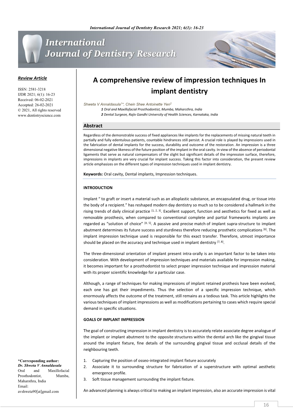 A Comprehensive Review of Impression Techniques in Implant