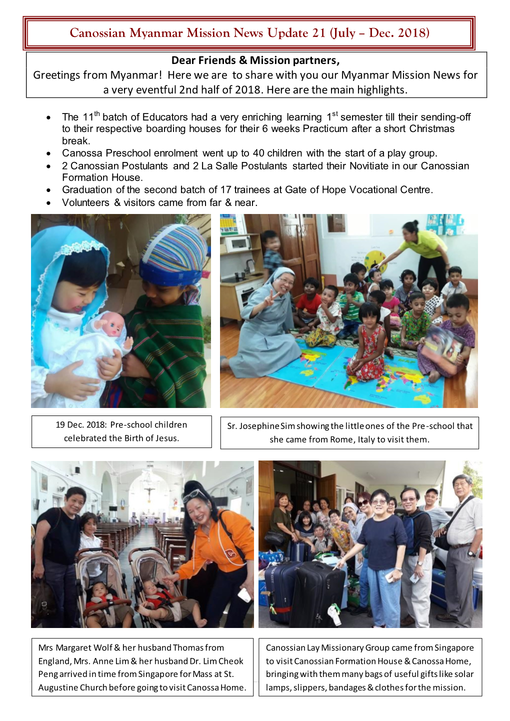 Canossian Myanmar Mission News Update 21