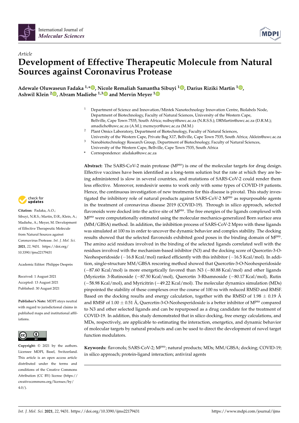 Development of Effective Therapeutic Molecule from Natural Sources Against Coronavirus Protease
