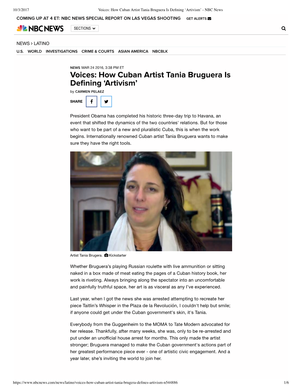 How Cuban Artist Tania Bruguera Is Defining 'Artivism'