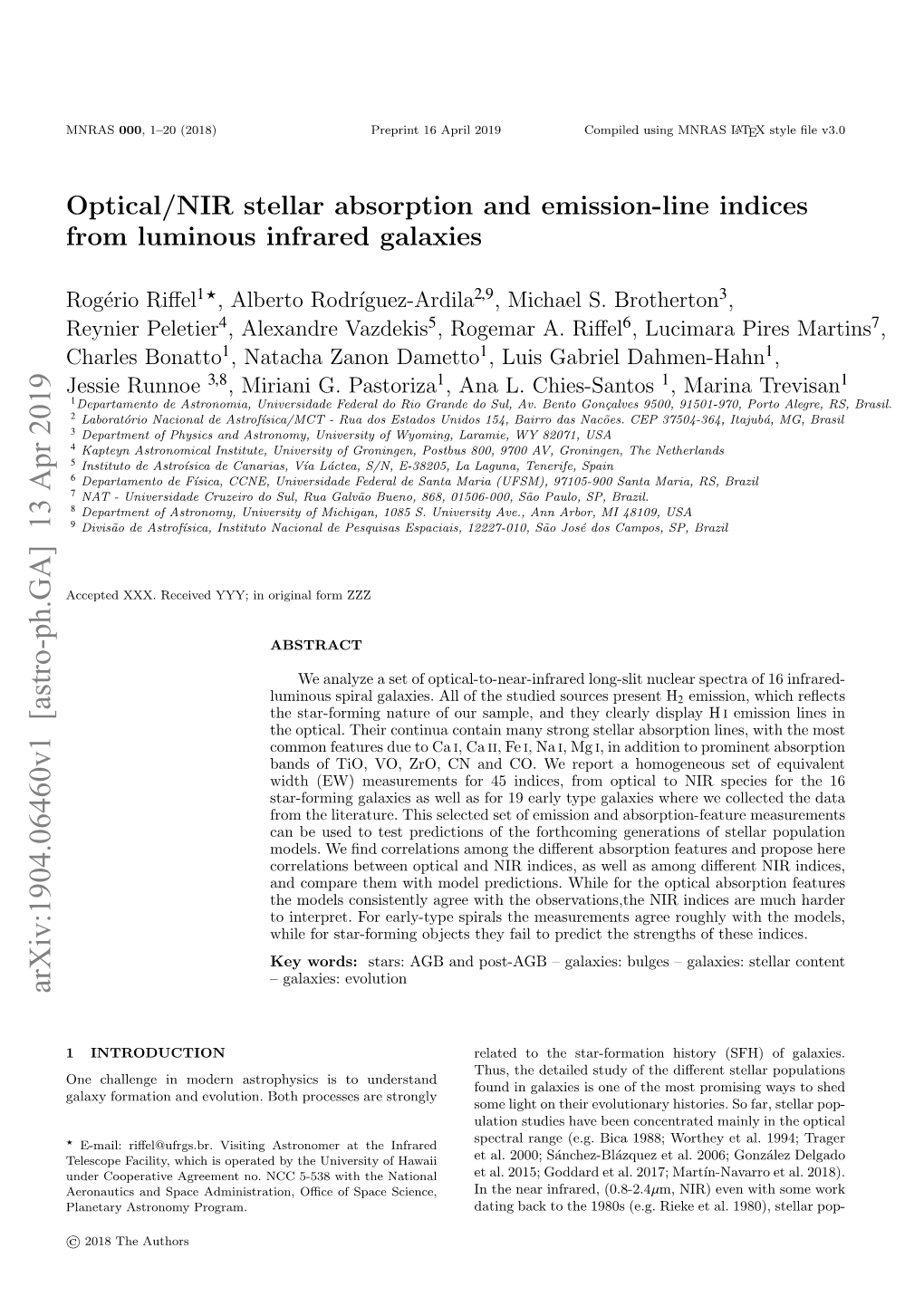 Optical/NIR Stellar Absorption and Emission-Line Indices from Luminous Infrared Galaxies