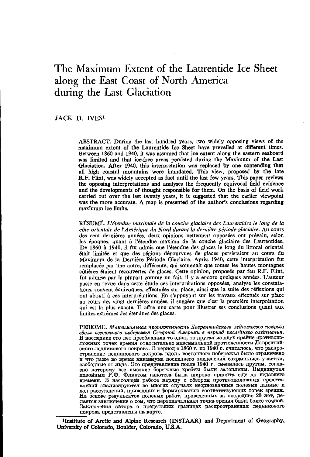 The Maximum Extent of the Laurentide Ice Sheet Along the East Coast of North America During the Last Glaciation