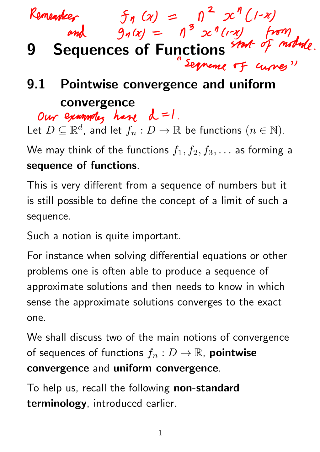 9 Sequences of Functions