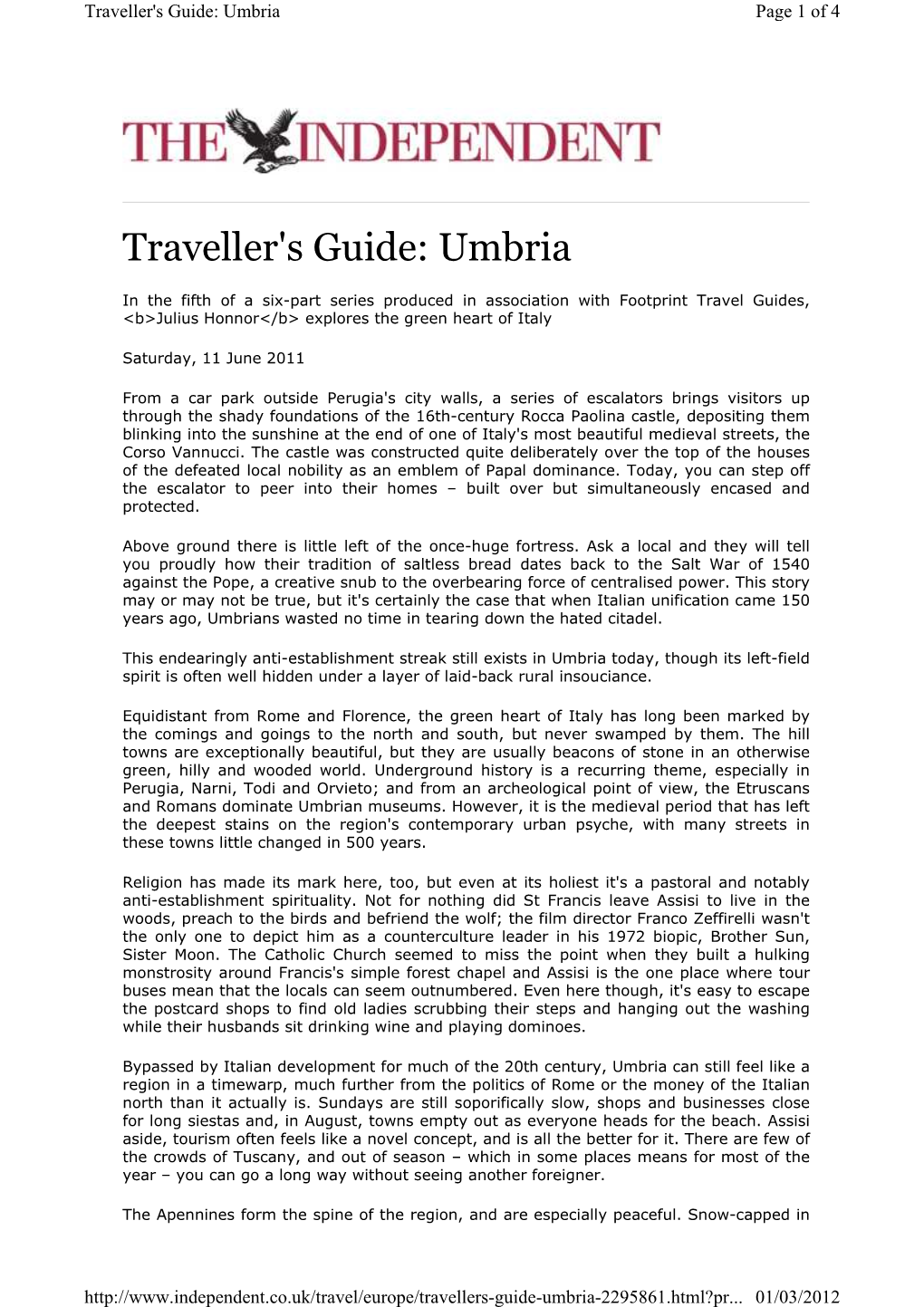 Traveller's Guide: Umbria Page 1 of 4