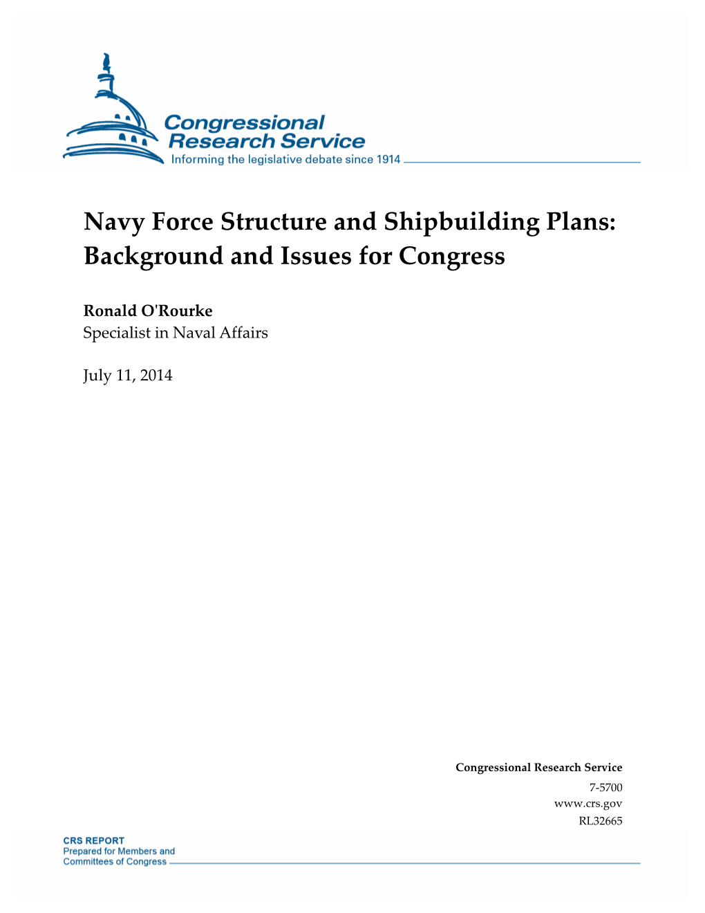 Navy Force Structure and Shipbuilding Plans: Background and Issues for Congress