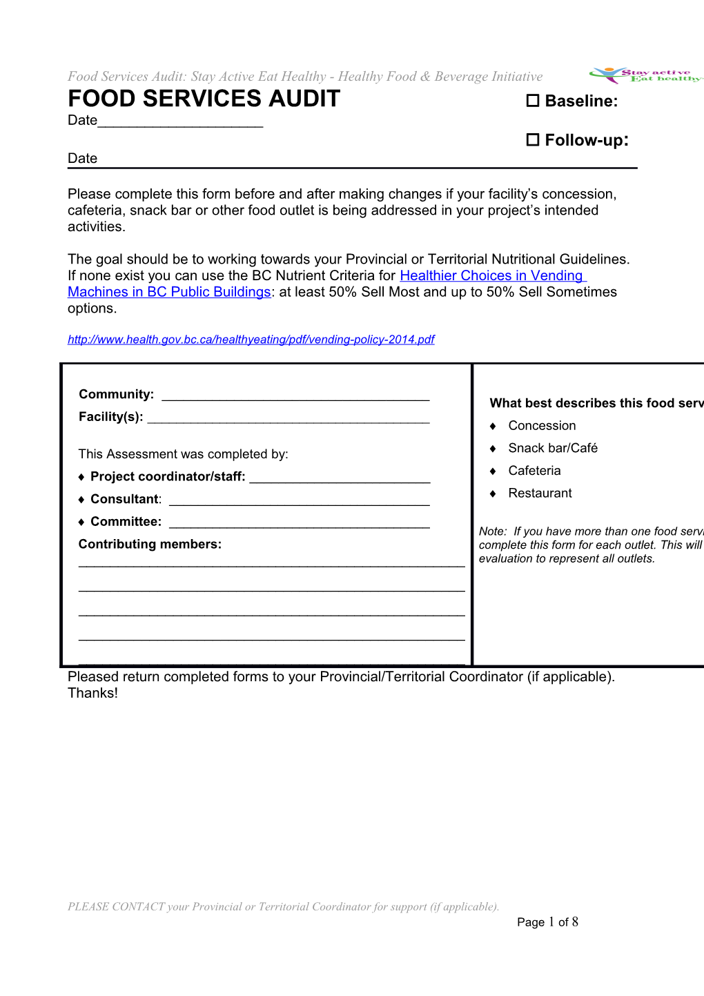 Healthy Food & Beverage Sales in Recreation Facilities and Local Government Buildings