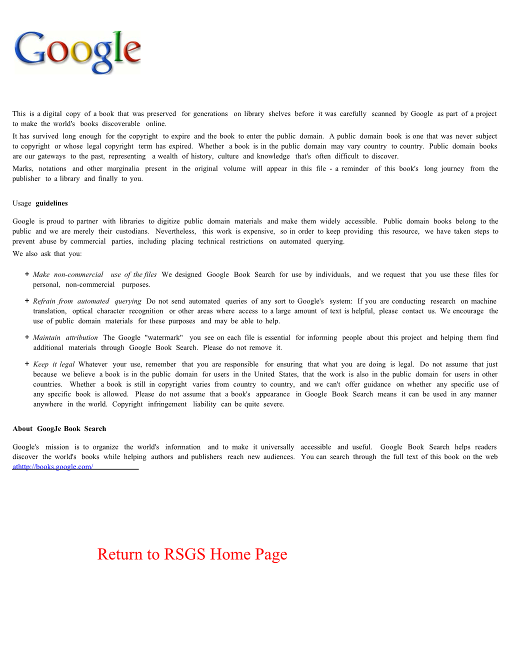 RSGS Home Page