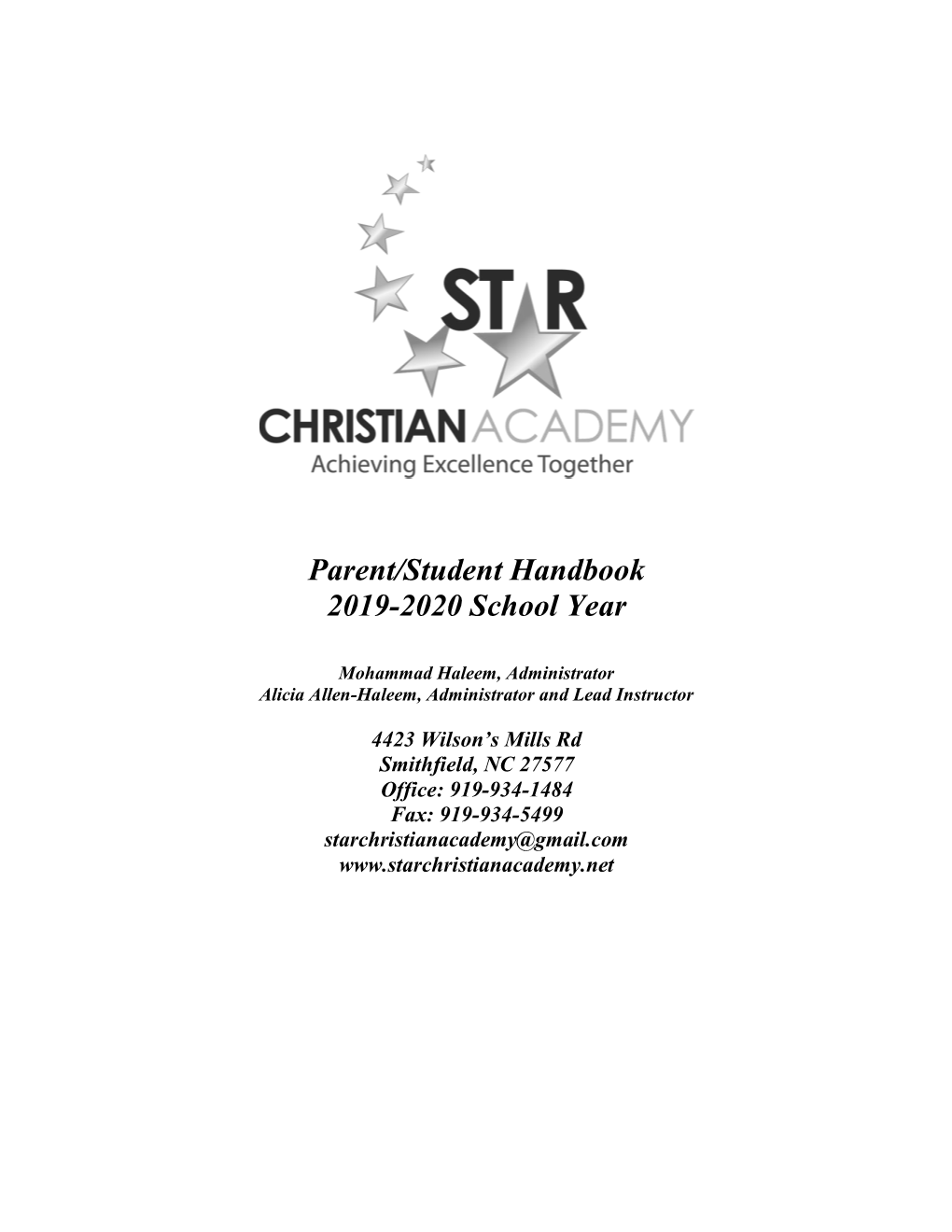 Parent/Student Handbook 2019-2020 School Year
