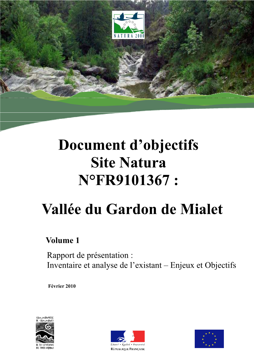 Document D'objectifs Site Natura N°FR9101367 : Vallée Du Gardon De Mialet