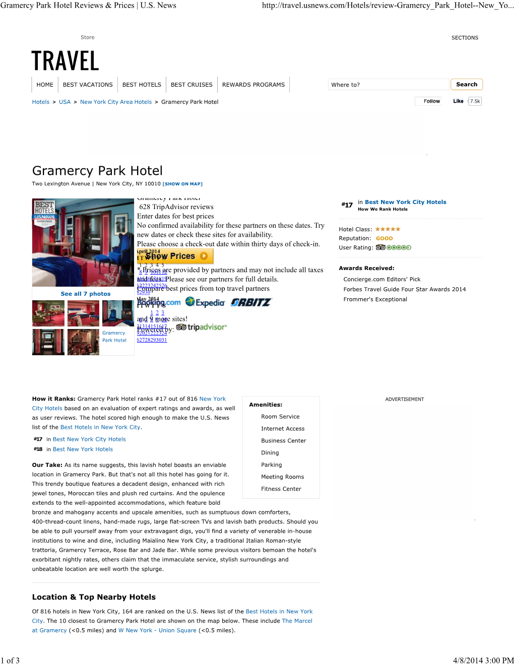 Gramercy Park Hotel Reviews & Prices | U.S. News