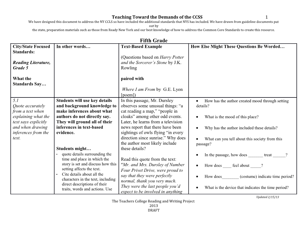 Teaching Toward the Demands of the CCSS 1 s1