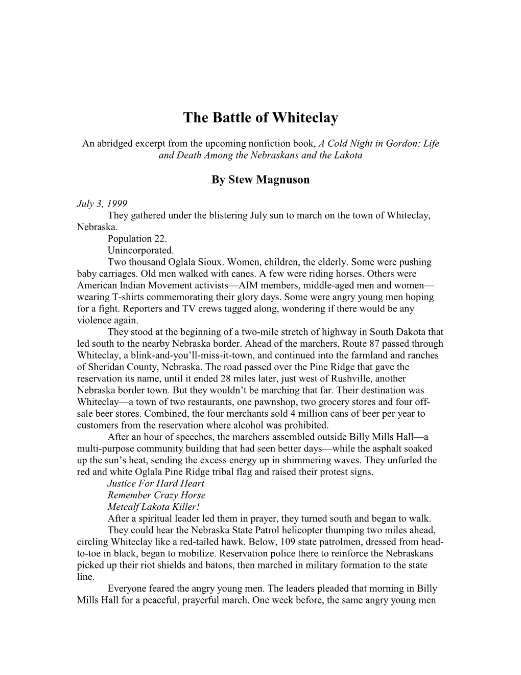 The Battle of Whiteclay