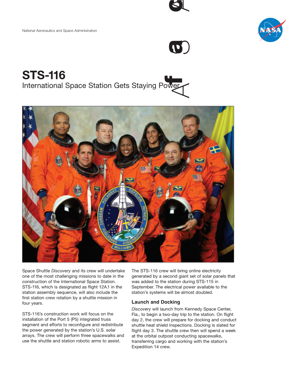 STS-116 International Space Station Gets Staying Power Stcaf ASAN