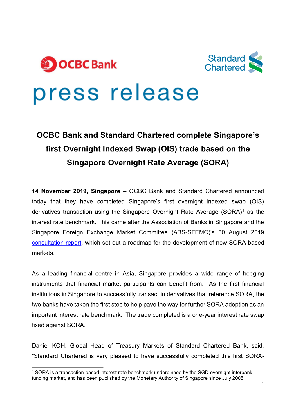 OCBC Bank and Standard Chartered Complete Singapore's First