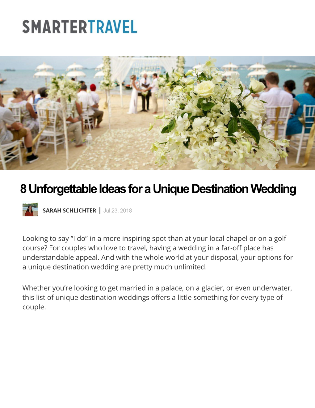 8 Unforgettable Ideas for a Unique Destination Wedding