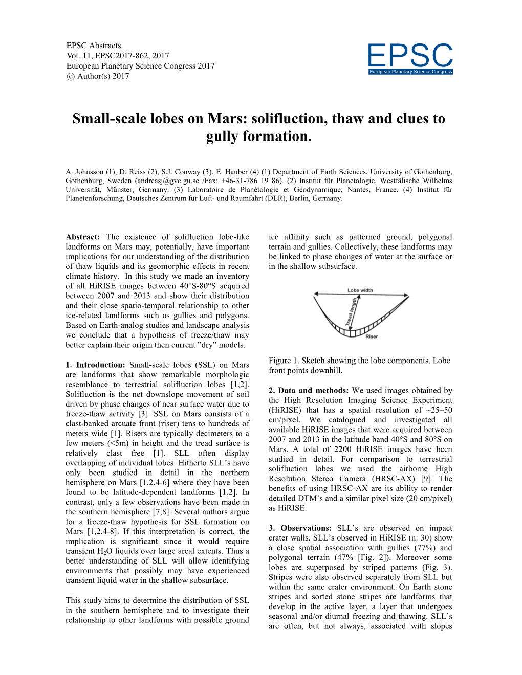 Small-Scale Lobes on Mars: Solifluction, Thaw and Clues to Gully Formation