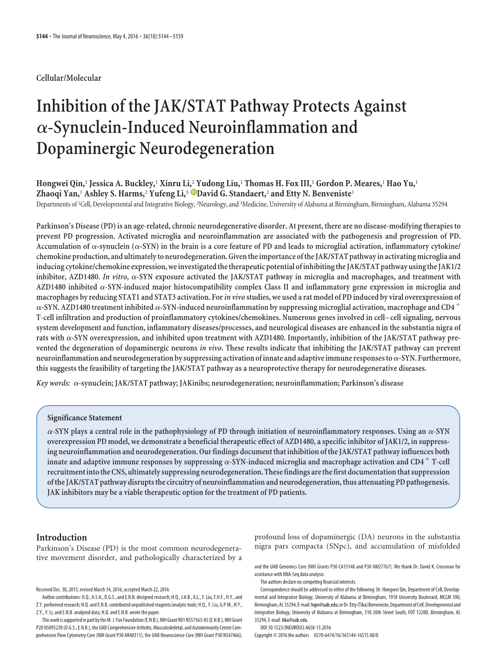 Inhibition of the JAK/STAT Pathway Protects Against Α-Synuclein