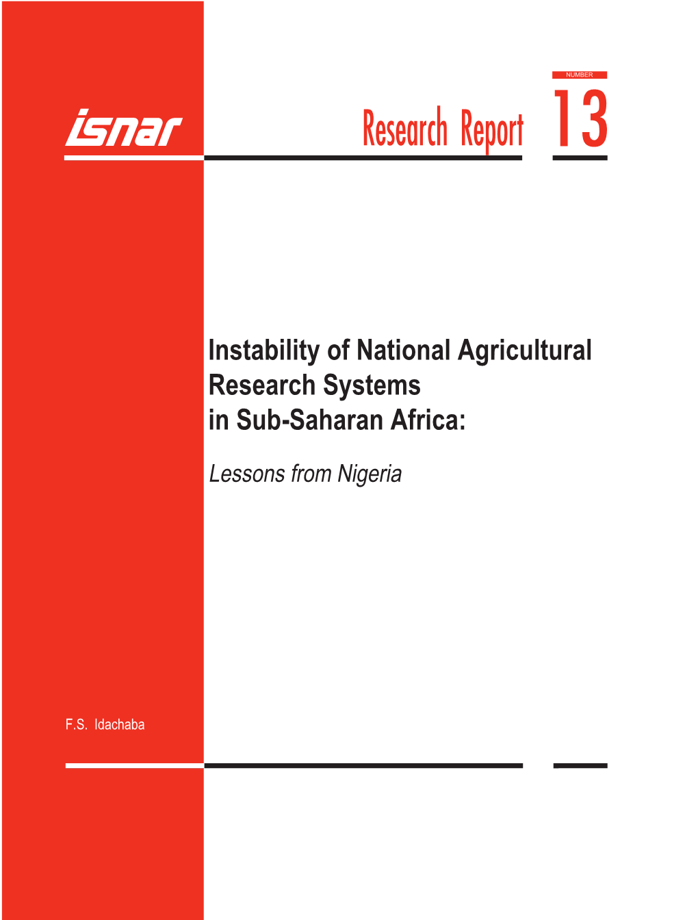 Instability of National Agricultural Research Systems in Sub-Saharan Africa