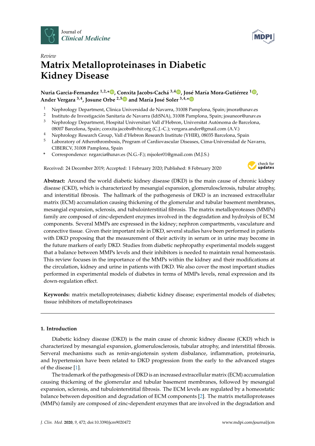 Matrix Metalloproteinases in Diabetic Kidney Disease