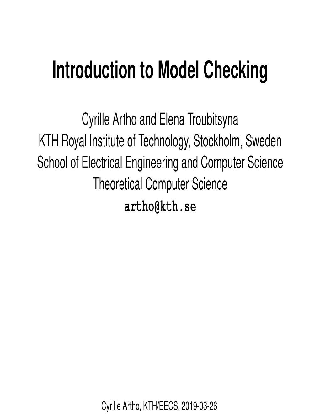 Introduction to Model Checking