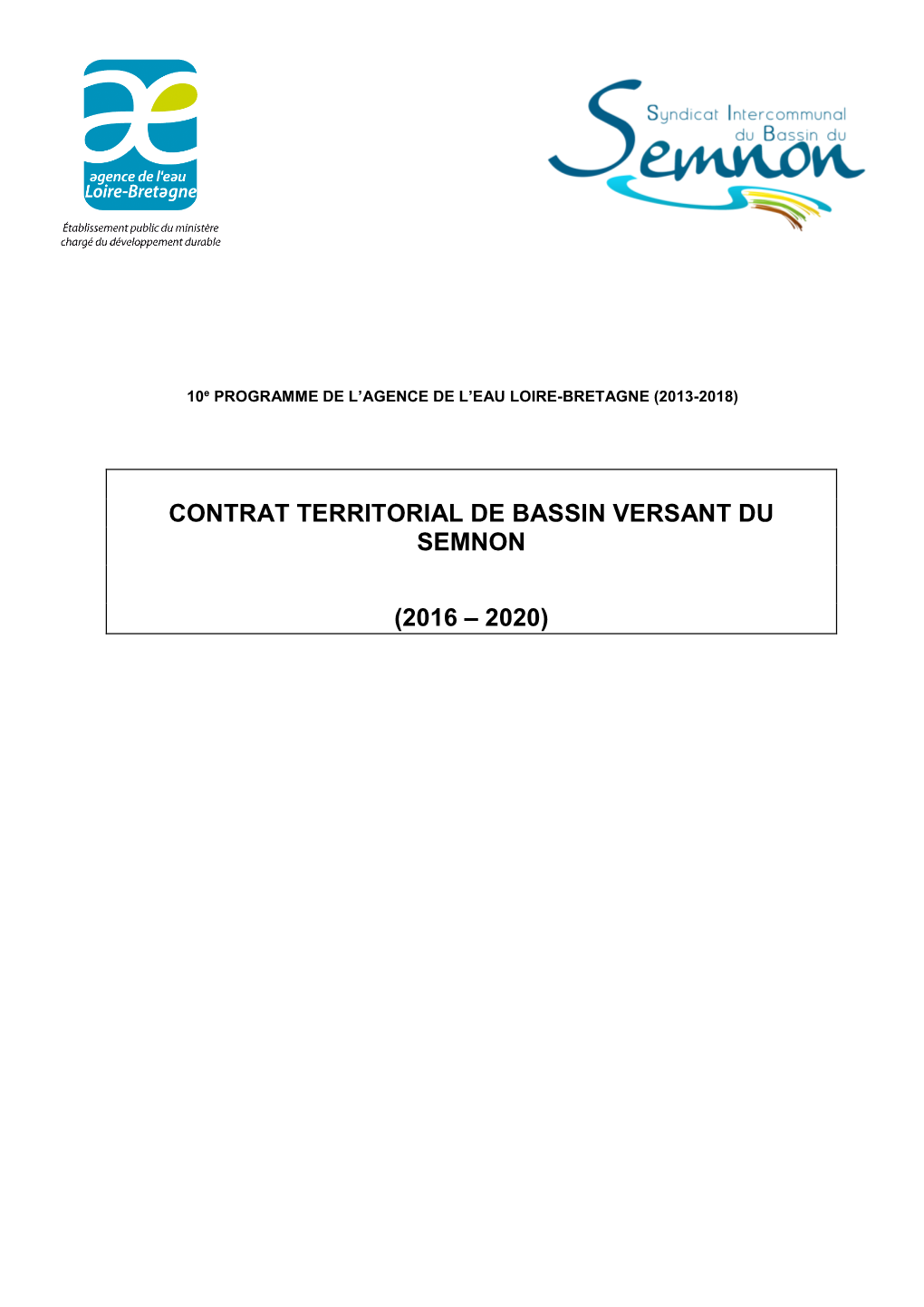 Contrat De Bassin Versant 2016-2020