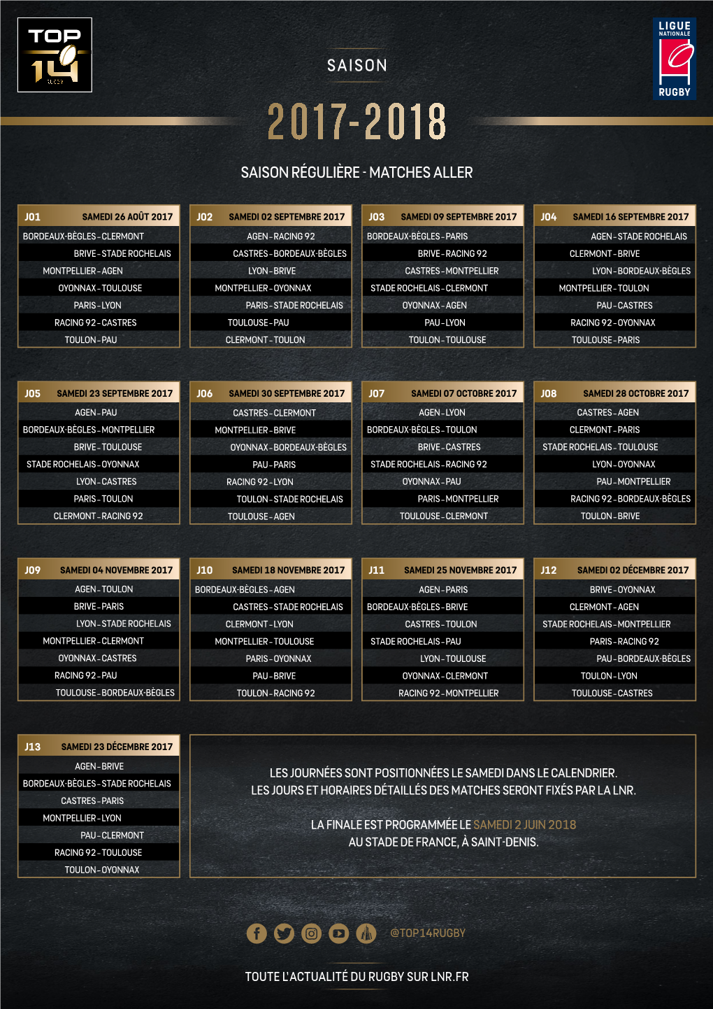 Saison 2017-2018 Saison Régulière - Matches Aller