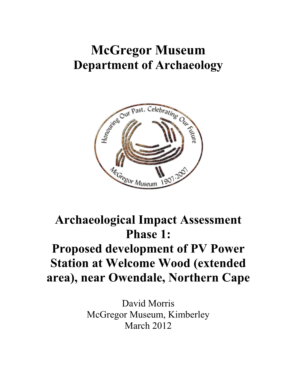 Mcgregor Museum Department of Archaeology