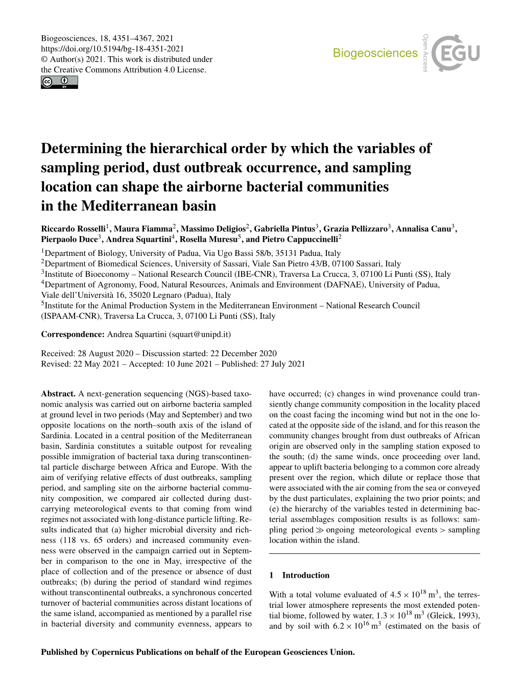 Article Discharge Between Africa and Europe