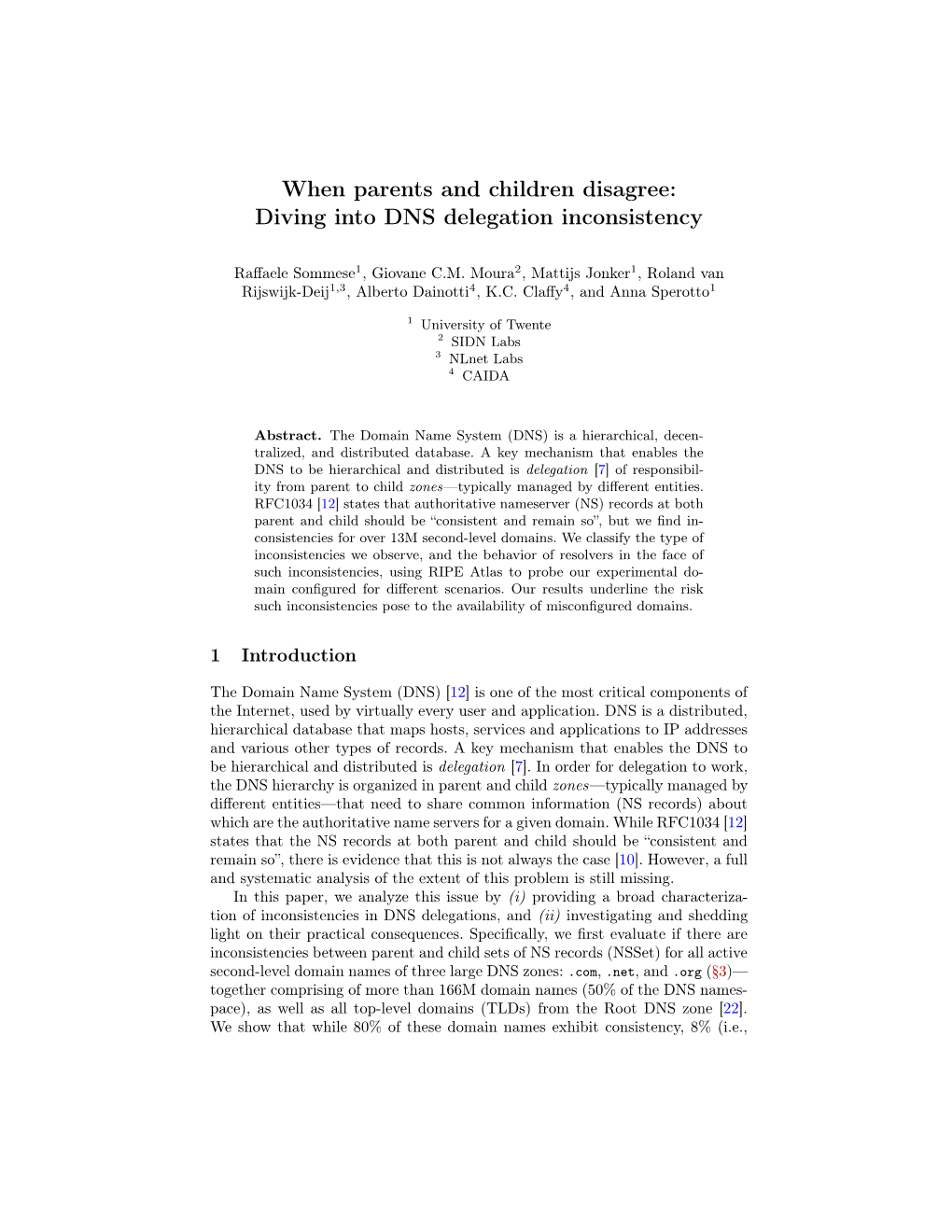 When Parents and Children Disagree: Diving Into DNS Delegation Inconsistency