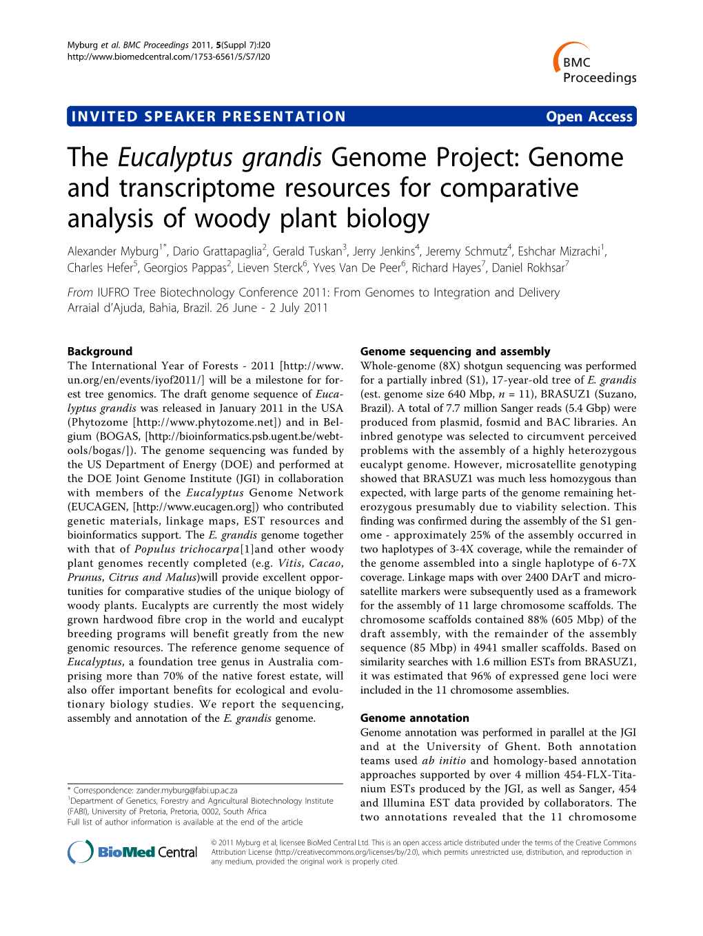 The Eucalyptus Grandis Genome Project: Genome and Transcriptome
