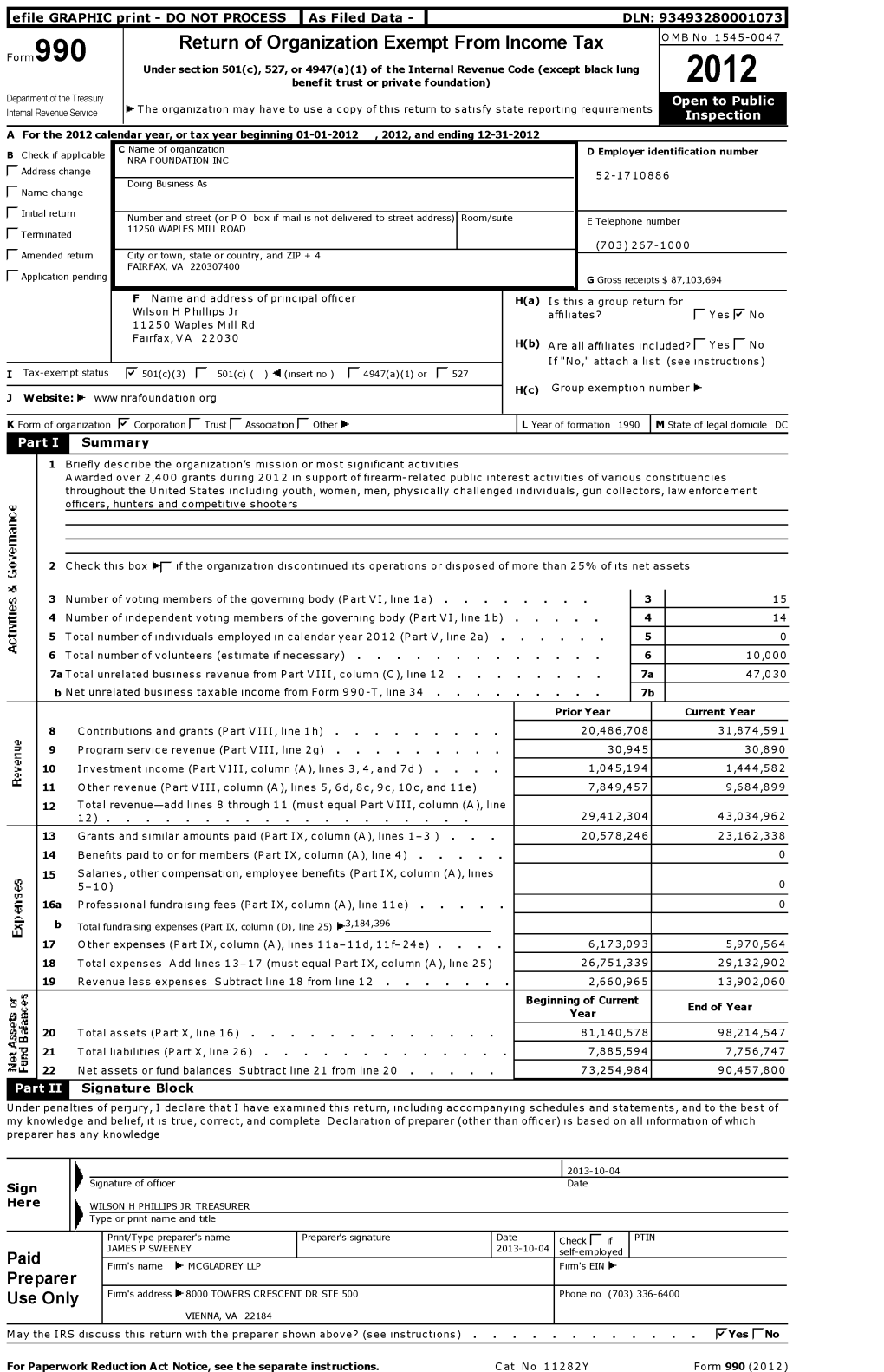 Form 990 for NRA FOUNDATION