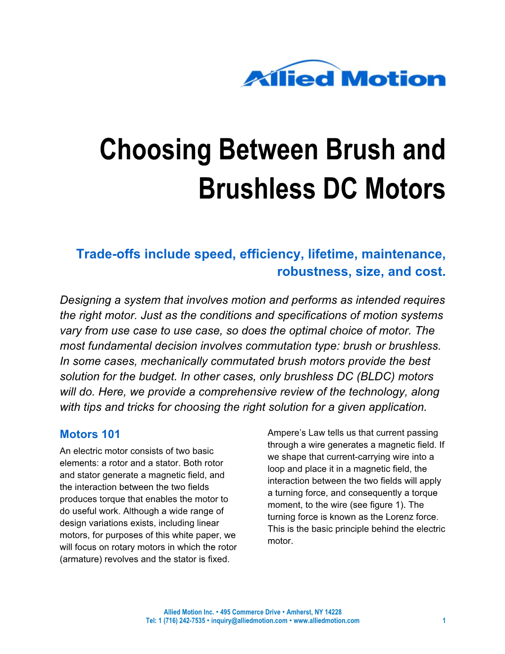 Choosing Between Brush and Brushless DC Motors