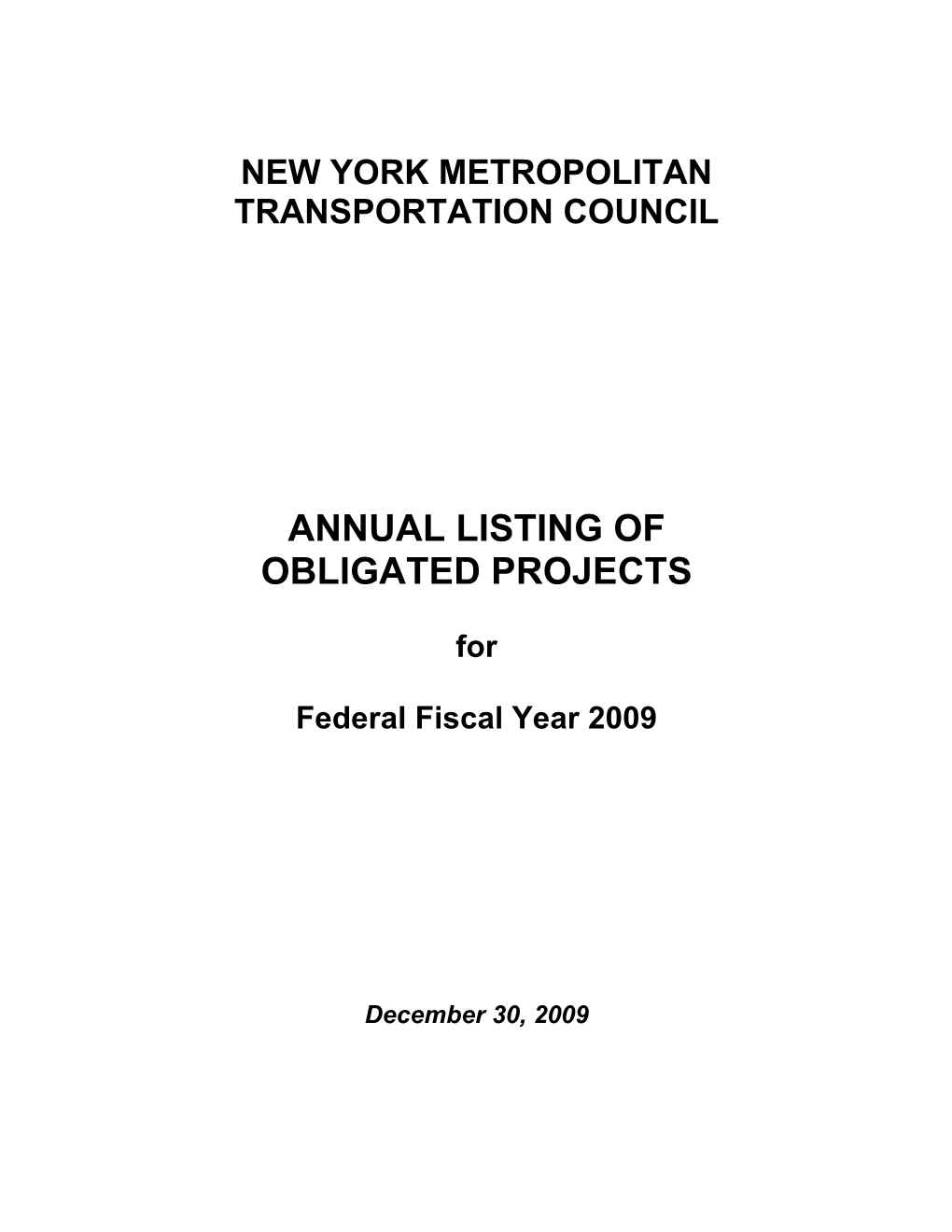 Annual Listing of Obligated Projects