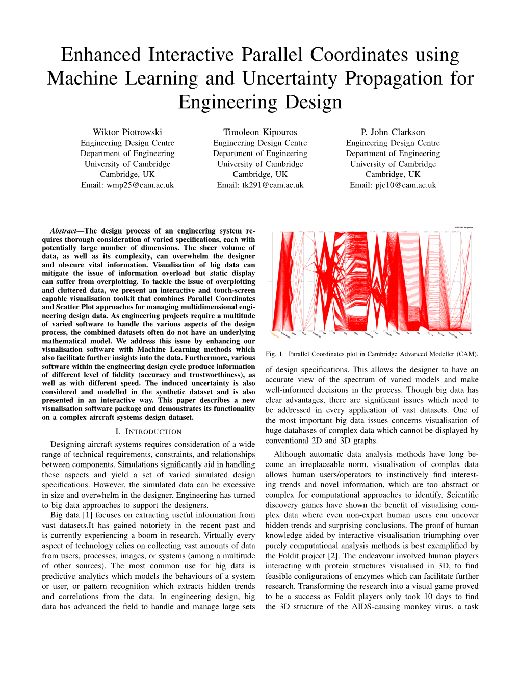 Enhanced Interactive Parallel Coordinates Using Machine Learning and Uncertainty Propagation for Engineering Design