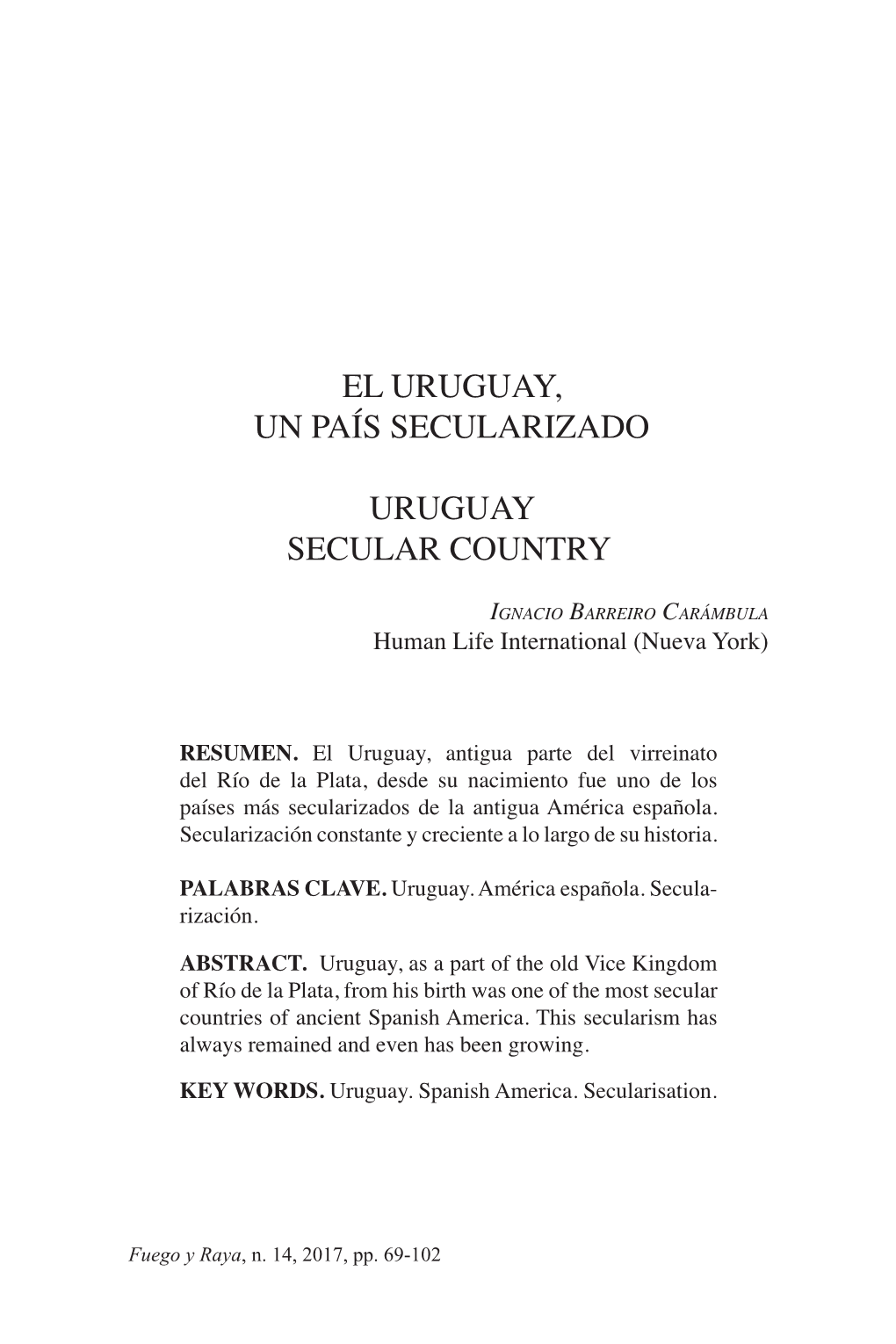 El Uruguay, Un País Secularizado