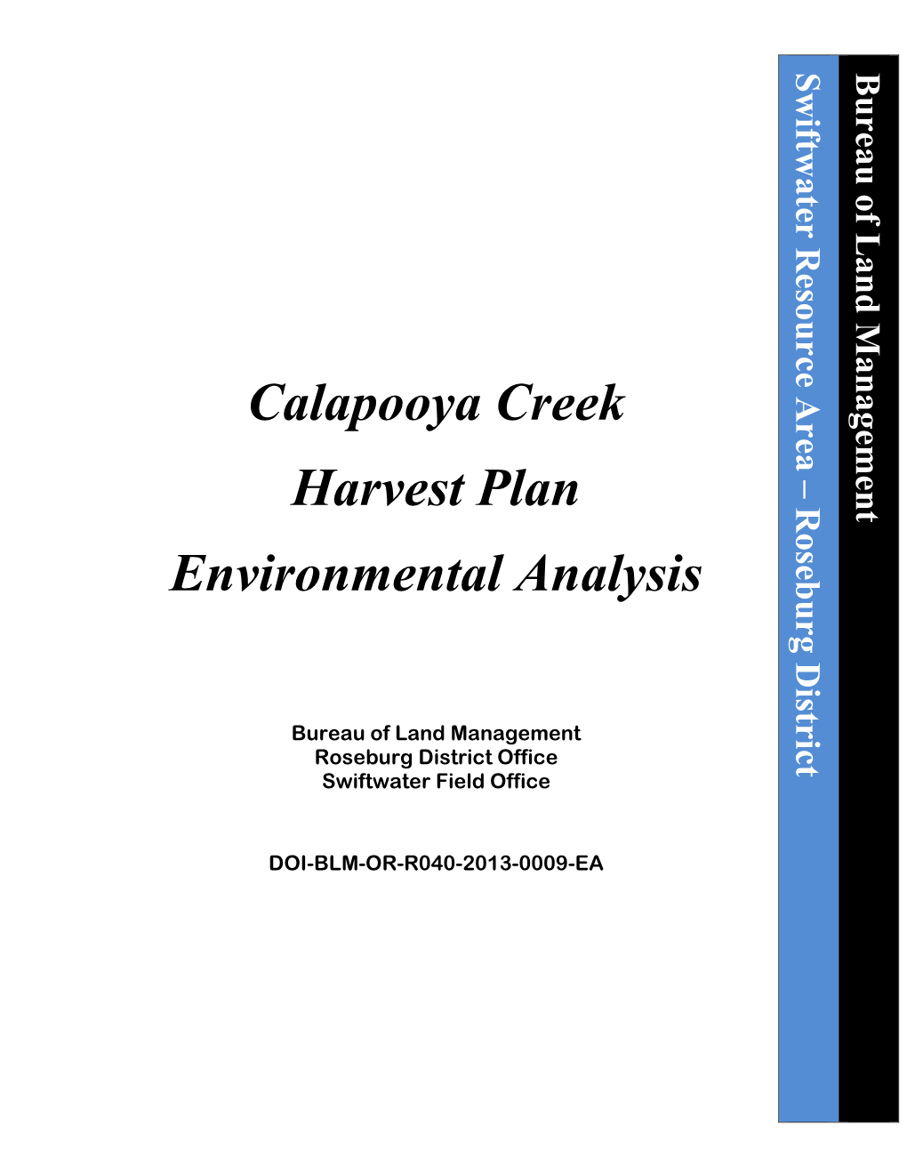 Calapooya Creek Harvest Plan EA