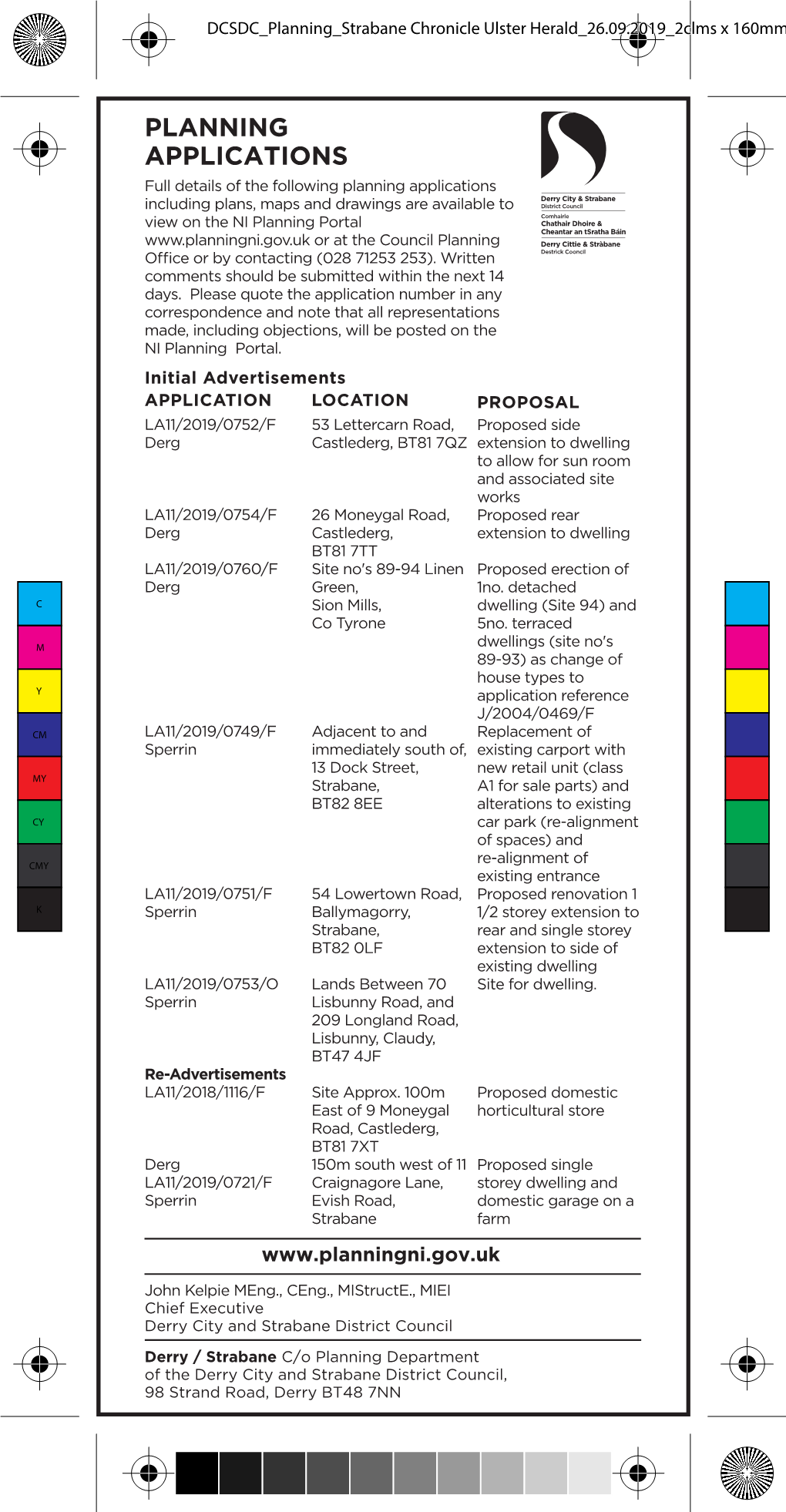 DCSDC Planning Strabane Chronicle Ulster Herald 26.09.2019 2Clms X 160Mm Draft 1.Pdf 1 17/09/2019 11:35:40