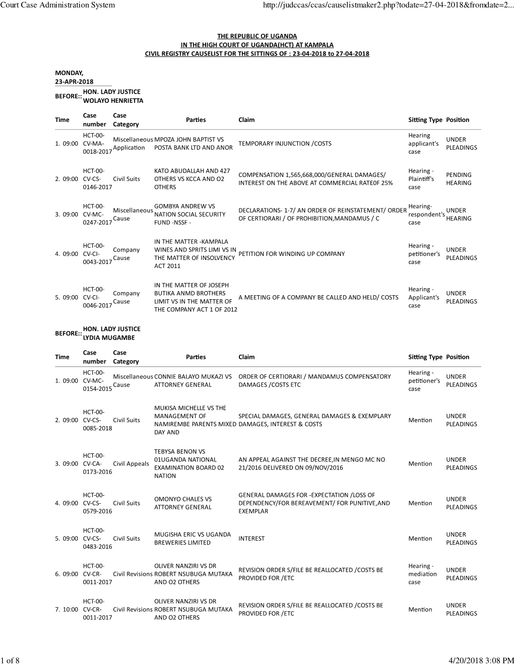 Court Case Administration System